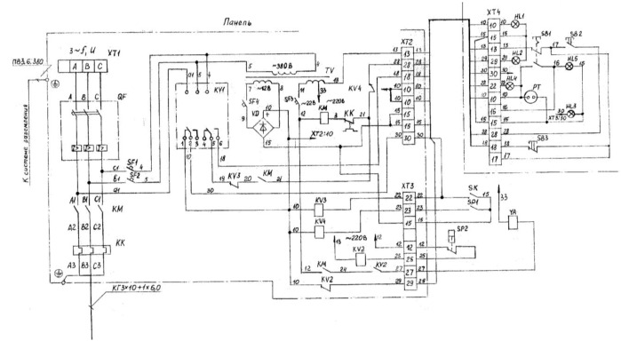 Схема электрическая принципиальная и соединений компрессора ВК-68