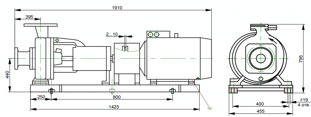 Чертеж насоса 150-125-315